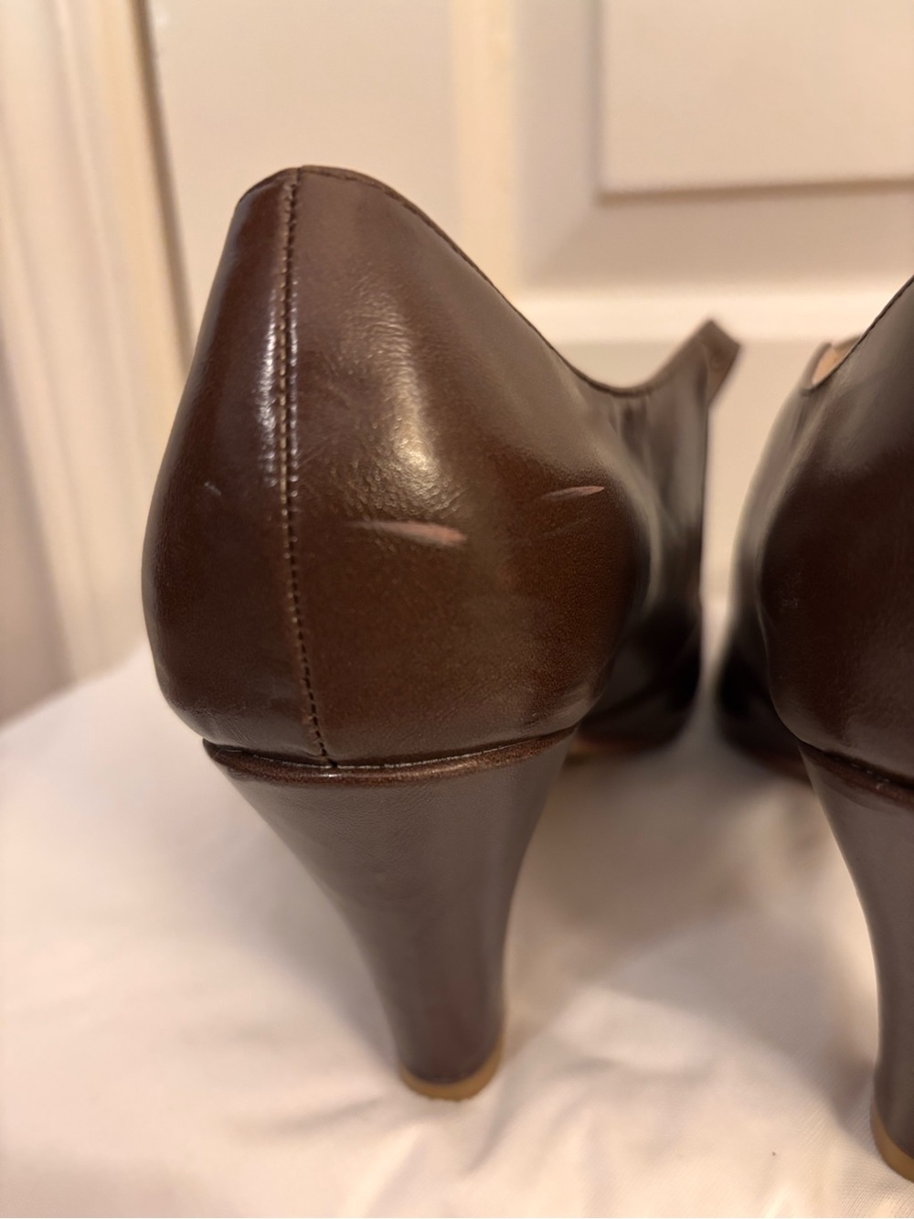 Classic Brown Mary Jane Faux Leather Pumps - Women's Dress Heels - Picture 4 of 4